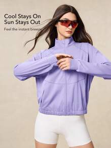 OutZeal SunProof UPF50+ Cooling Breathable Sun Protection Jacket Women With Zipper Pockets Athletic Workout Gym