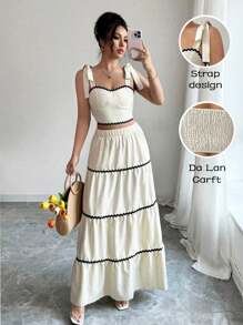 Rafferiza Women Elegant Short Camisole Top + Skirt 2 Pieces Set