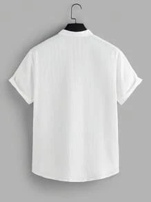 VIVINTIMO 夏季男士纯色前扣休闲短袖衬衫