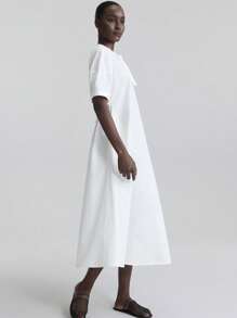 Ontre Abiti midi da donna alla moda per l'estate, abiti bianchi eleganti, abbigliamento da ufficio per insegnanti, abbigliamento da festival musicali