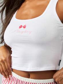 Missguided x Playboy 时尚前卫短款背心瑜伽健身舞蹈基本款夏季健身修身圆领运动必备分层背心