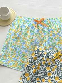 Flirla Conjunto de 2 piezas de shorts con estampado floral para mujer tallas grandes, ropa casual de vacaciones y para el hogar