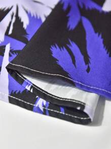 Manfinity RSRT 2 件套男士夏季度假椰子树印花短袖衬衫和短裤套装男士热带衬衫热带度假男士服装男士热带衬衫热带男士衬衫 - 黑色 - 查看 5