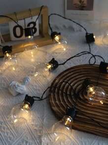 1pc LED Solar Powered 8 Modes Transparent Retro Globe String Lights, Suitable For Garden Decoration, Camping Tent Decor, Holiday Wedding Outdoor Lighting Fall Decor House Decor Outdoor Decor - Warm color - View 5