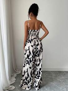 Selianne Women's Vacation Floral Print Tie-Waist Wide Leg Jumpsuit - Multicolor - View 2