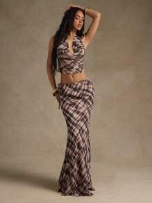 Hauture 女士时尚印花垂坠领露背上衣 - 彩色 - 查看 4