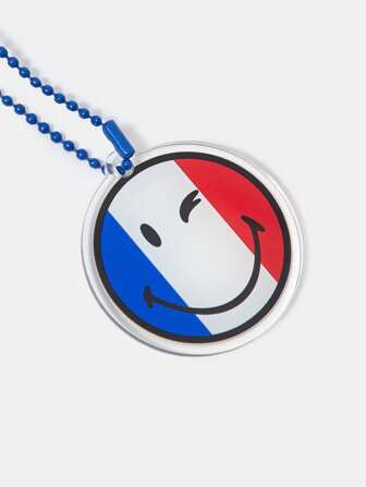 SmileyWorld® | SHEIN 可爱时尚的笑脸条纹亚克力钥匙扣