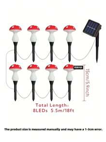 SHEIN 8 pièces/12 pièces Lumières de chaîne alimentées au soleil en forme de champignon rouge, lumière chaude pour l'extérieur, lumières de chemin à LED pour patio, convient pour le jardin, l'herbe, la clôture, les massifs de fleurs, décoration d'ambiance nocturne (nouveau style/ancien style envoi aléatoire)