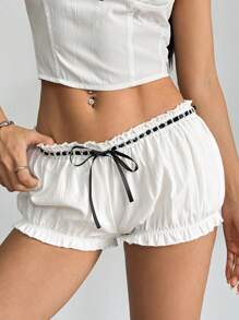 Glamine 女式撞色蝴蝶结装饰短裤
