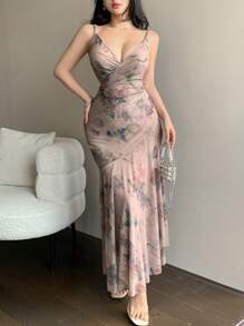 DAZY Đầm maxi mùa hè in hoa cho nữ, đầm dài đến đầu năm học. - Màu Hồng baby - Xem 6
