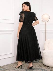 Modelyn Plus Size Simple Rhinestone Decor Dress, Fashionable & Suitable For Summer