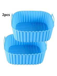 方形硅胶空气炸锅篮托盘适用于 4-7QT 空气炸锅不粘可重复使用空气炸锅锅垫烤箱微波炉蛋糕盘厨房配件 - 彩色 - 查看 19