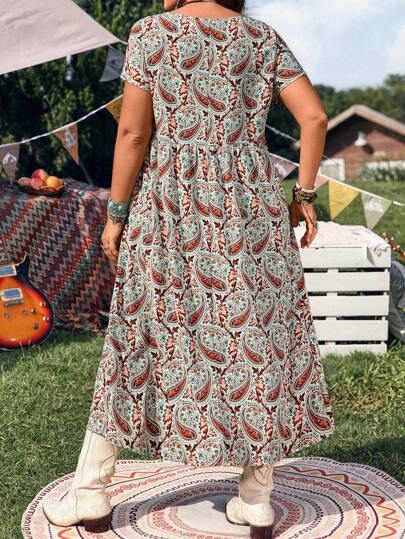 Plus Size Short Sleeve Dress, Fashion For Summer,Casual Style,Casual Style,  Summer Fashion, Women's Summer