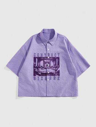 Street Life Chemise décontractée pour homme avec imprimé lettres, été