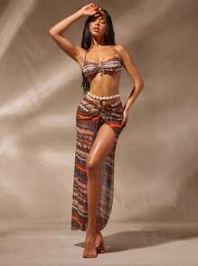 Hauture Women's Sexy Summer Vacay Boho Printed With Front Metal Detail Bikini Top - Multicolor - View 4