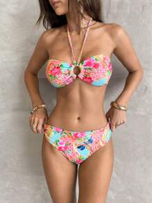 Swim Chiccia Bộ bikini Bandeau in họa tiết Bohemian Paisley lãng mạn cho kỳ nghỉ hè ở bãi biển - Nhiều màu - Xem 4
