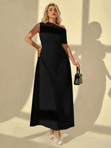 Auralis 女士加大码生日服装白色连衣裙优雅大方毕业礼服婚礼宾客礼服女士商务休闲女士演唱会服装 - 黑色 - 查看 6