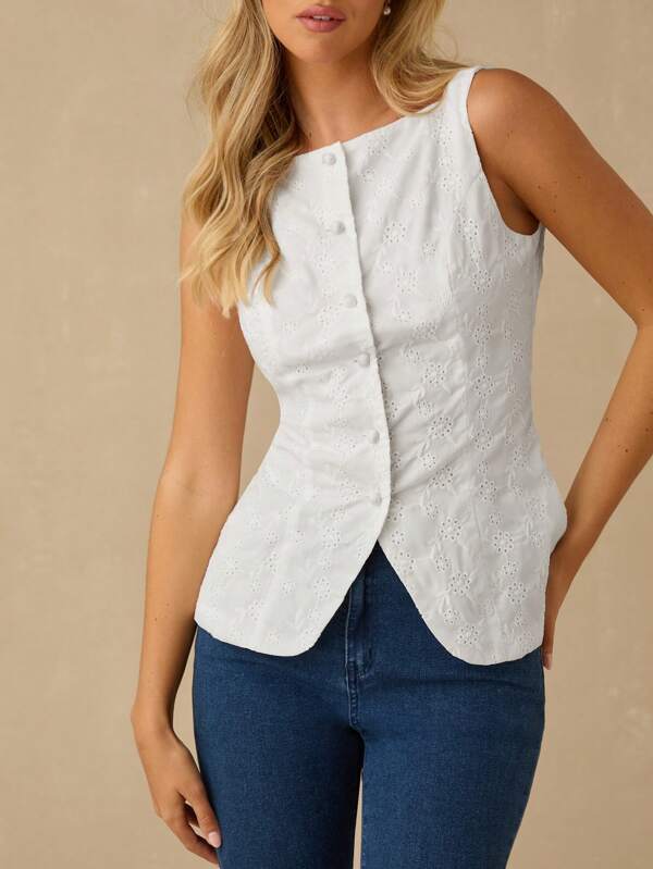 Enchnt Top elegant alb, cu broderie goală, pentru femei, de primăvară/vară, romantic, casual și confortabil pentru ziua de naștere, petreceri de sărbători, întâlniri dulci, naveta zilnică, vacanță și petrecere de absolvire, ținute versatile de vară pentru femei, ținute de concert pentru femei, vestidos de fiesta elegantes