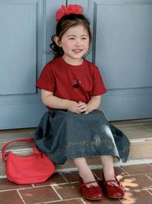 Dazy Kids Young Girls Casual Mori Style Washed Denim Sweet Skirt,Girls Summer Outfits,Back To School Clothes - Medium Wash - View 5