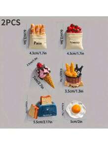 SHEIN 6 magneți de frigider, magneți de frigider cu alimente 3D, magneți decorativi drăguți, magneți de frigider personalizați, potriviți pentru table albe de bucătărie și birou, dulapuri de depozitare și mașini de spălat vase, decorare bucătărie, decorare casă, cadouri de Ziua Mamei