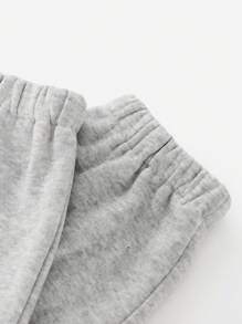 SHEIN EZwear Solid Elastic Waist Joggers - Light Grey - View 4