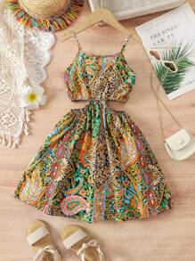 SHEIN 年轻女孩的多色夏季无袖度假连衣裙 - 彩色 - 查看 2