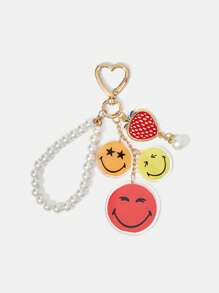 SmileyWorld® | SHEIN 亚克力笑脸可爱时尚钥匙扣 - 紅白色 - 查看 2