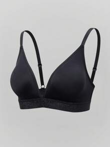 SHEIN 1 件装 无钢圈 无衬里 轻盈舒适文胸 - 黑色 - 查看 6