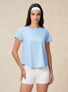 OutZeal Women Outdoor Tee Gym Top Summer UV Protection Cool Touch Cross-Over Pleat Design - Blue - View 4