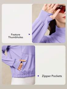 OutZeal SunProof UPF50+ Cooling Breathable Sun Protection Jacket Women With Zipper Pockets Athletic Workout Gym