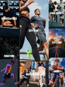 Manfinity Sport Polished Men's Contrast Stripe Letter Knitted Tape Casual Sports Leggings