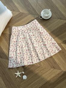 Flirla Plus Size Stylish Ditsy Floral Spaghetti Strap Skirt, Perfect For Vacation