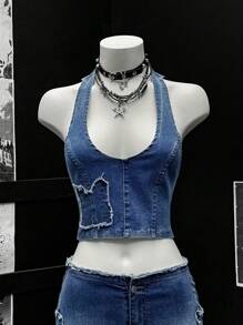 EgrlEra Women Sleeveless Solid Color Crop Tank Top, Fashion Tank For Summer - Blue - View 5