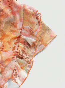 ROMWE Avant Y2K Retro Holiday Beach Chic Leopard & Floral Print Dress For Women - Orange - View 4