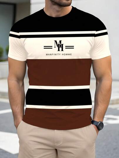 Manfinity Homme 男士圆领短袖T恤，适合夏季的时尚