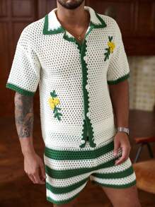 Manfinity CityGents Men's Knit Set: Short Sleeve Top And Shorts, Fashionable For Summer Summer Two Pieces Set For Men
