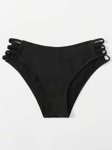 SHEIN Swim 比基尼泳裝下裝 - 黑色 - 查看 5