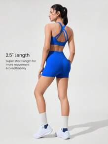 GLOWMODE 2.5" Powersculpt™ Cool Corset Quick Dry Shiny Biker Shorts Non-Slip High-Impact Running Jogging Training Gym Workout