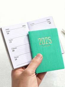 SHEIN 1PC 2025 A7 Weekly Planning Notebook Daily Schedule Mini Portable Diary PU Leather Cover English Plan Book Includes To-Do List Tasks, Expense Tracking And Organizing Meals School Supplies