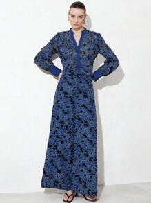 SHEIN Privé V-Neck Hollow-Out Loose And Versatile Elegant Long Sleeve Blouse For Women Fall Cloth For Women