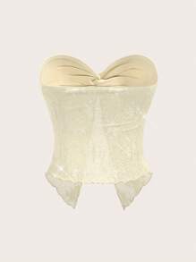 Sweetina Sexy Twist Cutout Lace Tube Top, Summer 4th Of July Cute Summer Tops Going Out Tops - Yellow - View 2
