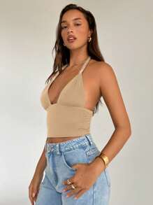 Aloruh 女式性感短款修身挂脖针织背心