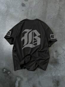 Manfinity LEGND Camiseta de manga corta con estampado de letras para hombre, informal y versátil, de verano