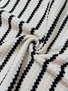 SHEIN Pregnant Women Black Striped Texture Sleeveless Maternity Nursing Dress, Summer Casual - Black and White - View 6