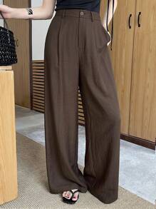 DAZY بنطلون نسائي طويل فضفاض عصري للأعمال، ملابس للعودة إلى المدرسة