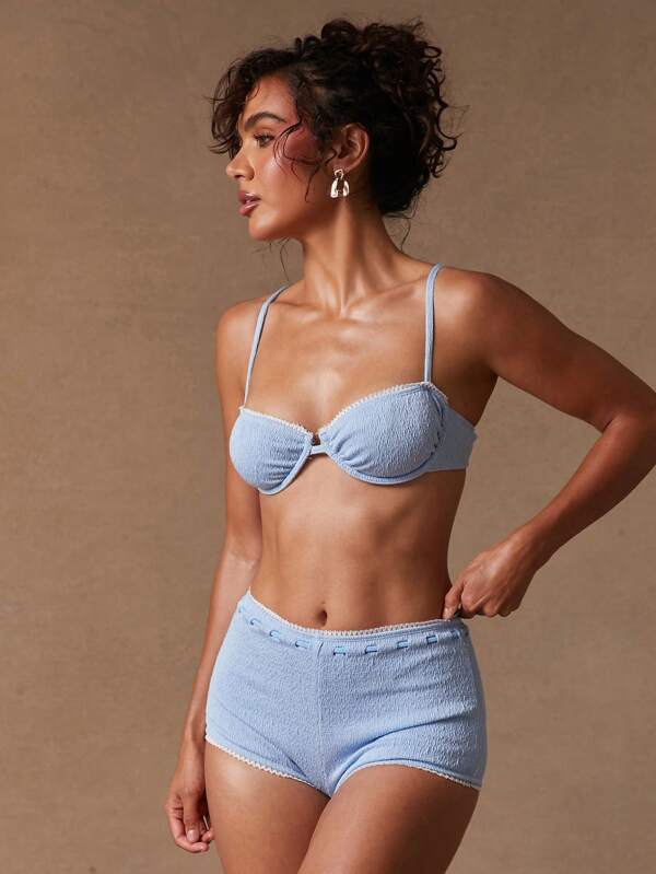 NYA SZN Swim Top Bikini Underwire Cup Classy Vintage Look Rerto Vacation Summer Beach Outfits For Women