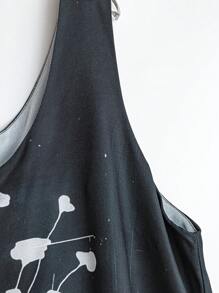 Linhara Camiseta suelta de estilo vacacional casual de verano con estampado floral en dos tonos para mujer de talla grande - Albaricoque - Ver 6