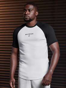 Mainfolk Men's Casual Knit Patchwork Loose Short Sleeve T-Shirt, Daily Wear, Summer - Multicolor - View 5