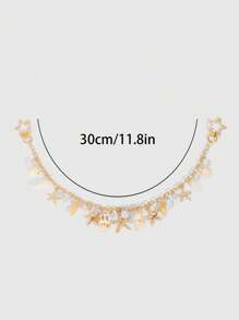ROMWE Fairycore 1pc Ocean Vacation Theme Sea Shell, Starfish, Pearl Gold Color Charm Pendant Bag Decor Chain, Wedding, Festival, Birthday Decoration - Multicolor - View 8