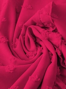 EMERY ROSE 夏季加大码纯色V领无袖荷叶边休闲衬衫 - 玫紅色 - 查看 3